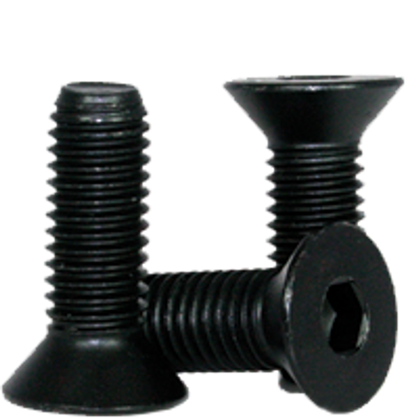 M4-0.70 x 8 mm Flat Head Socket Cap Screws, Thermal Black Oxide, Class 12.9, Coarse, Fully Threaded, Alloy Steel, DIN 7991, Qty 100