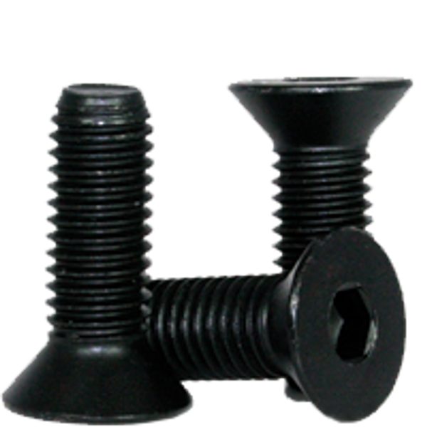 M2-0.40 x 6 mm Flat Head Socket Cap Screws, Thermal Black Oxide, Class 12.9, Coarse, Fully Threaded, Alloy Steel, DIN 7991, Qty 100