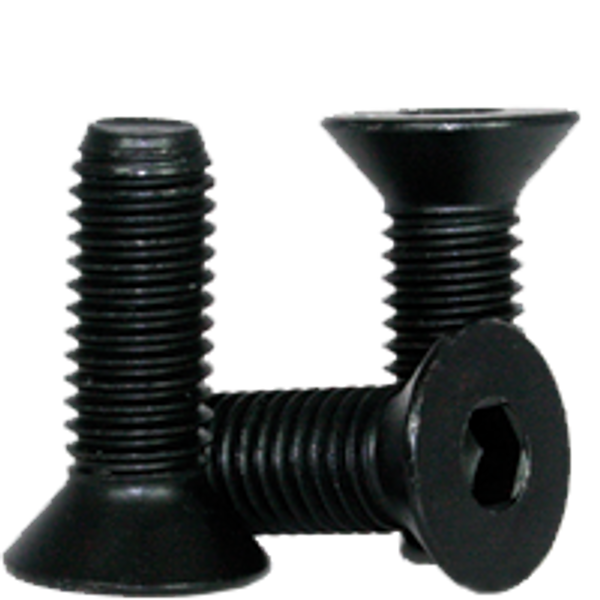M10-1.50 x 25 mm Flat Head Socket Cap Screws, Thermal Black Oxide, Class 12.9, Coarse, Fully Threaded, Alloy Steel, DIN 7991, Qty 100