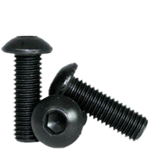 M8-1.25 x 16 mm Button Head Socket Cap Screws, Thermal Black Oxide, Class 12.9, Coarse, Fully Threaded, Alloy Steel, ISO 7380, Qty 100