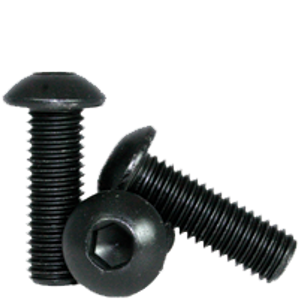 M3-0.50 x 14 mm Button Head Socket Cap Screws, Thermal Black Oxide, Class 12.9, Coarse, Fully Threaded, Alloy Steel, ISO 7380, Qty 100