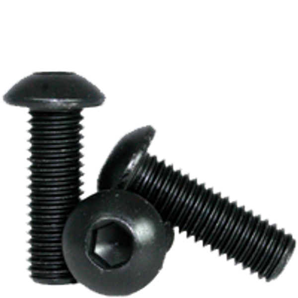 M4-0.70 x 25 mm Button Head Socket Cap Screws, Thermal Black Oxide, Class 12.9, Coarse, Fully Threaded, Alloy Steel, ISO 7380, Qty 100