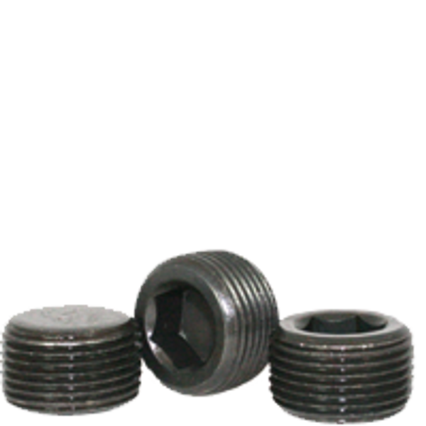 1/8"-27 Pipe Plugs, Black Oxide, Alloy Steel, Dry-Seal, 3/4" Taper, Qty 100