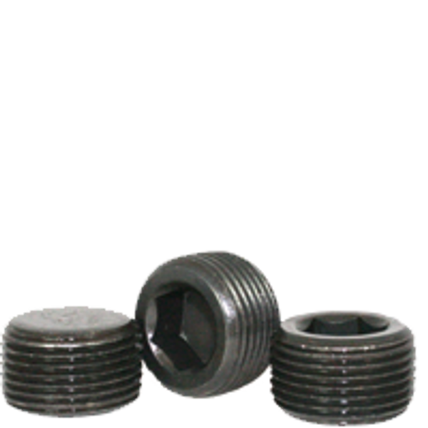 1/2"-14 Pipe Plugs, Black Oxide, Alloy Steel, Dry-Seal, 3/4" Taper, Qty 50