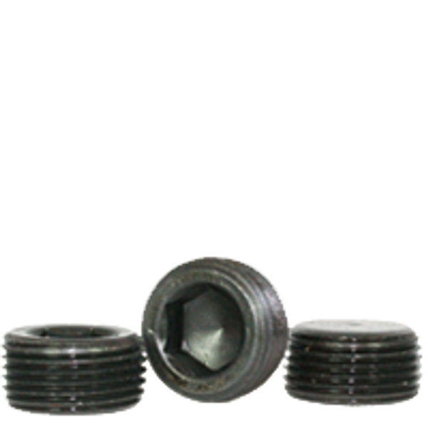 1/4"-18 Pipe Plugs, Black Oxide, Alloy Steel, Flush-Seal, 7/8" Taper, Qty 100