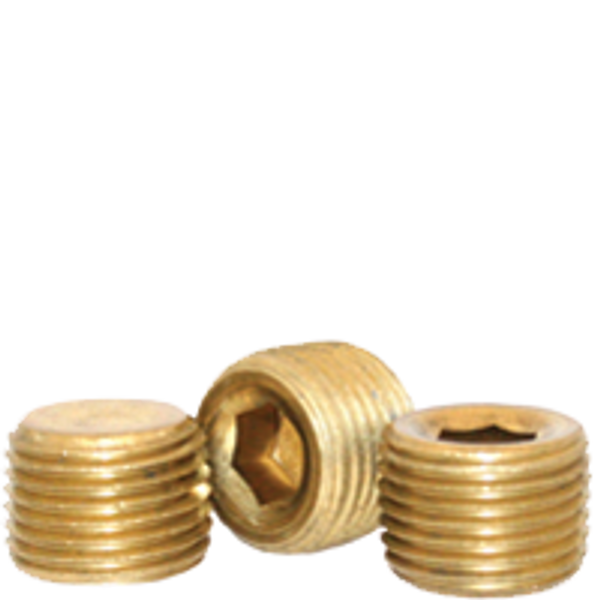 1/8"-27 Pipe Plugs, Brass, Dry-Seal, 3/4" Taper, Qty 100