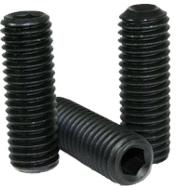 1"-8 x 3" Cup Point Socket Set Screws, Thermal Black Oxide, Coarse, Alloy Steel, Qty 25