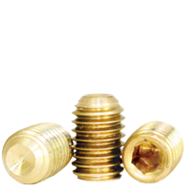 1/4"-20 x 5/8" Cup Point Socket Set Screws, Brass, Coarse, Qty 100