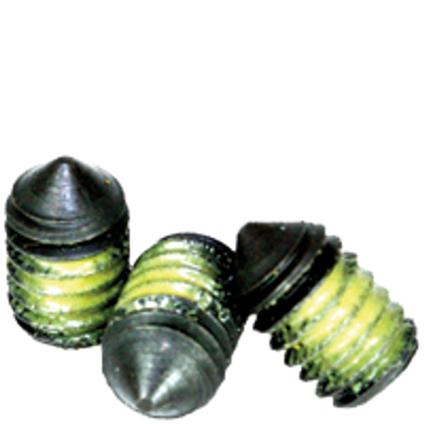 #10-24 x 1/4" Socket Set Screw, Cone Point, Thermal Black Oxide, Nylon-Patch, Coarse, Alloy Steel, Qty 100 #10-24 x 1/4" Socket Set Screw, Cone Point, Thermal Black Oxide, Nylon-Patch, Coarse, Alloy Steel, Qty 100