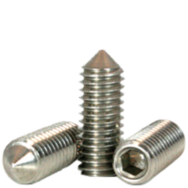 #8-32 x 3/8" Socket Set Screws, Cone Point, 18-8 Stainless Steel, Coarse, Qty 100