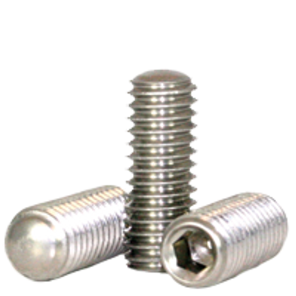 #4-40 x 3/8" Socket Set Screws, Oval Point, 18-8 Stainless Steel, Coarse, Qty 100