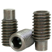 3/8"-24 x 3/4" Socket Set Screws, Full Dog Point, Thermal Black Oxide, Fine, Alloy Steel, Qty 100