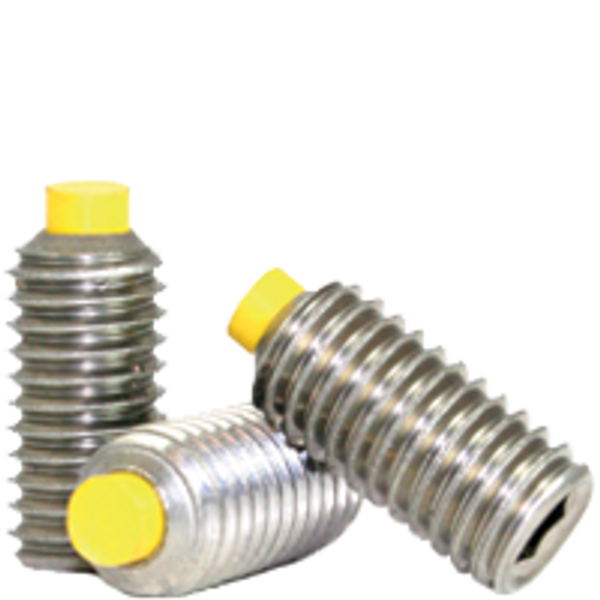 #10-32 x 5/8" Socket Set Screws, Cup Point, Nylon-Tip, 18-8 Stainless Steel, Fine, Qty 100