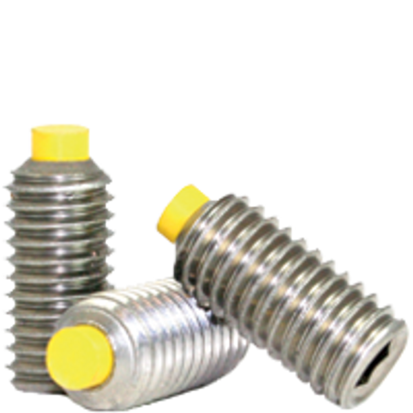 1/4"-28 x 3/8" Socket Set Screws, Cup Point, Nylon-Tip, 18-8 Stainless Steel, Fine, Qty 100