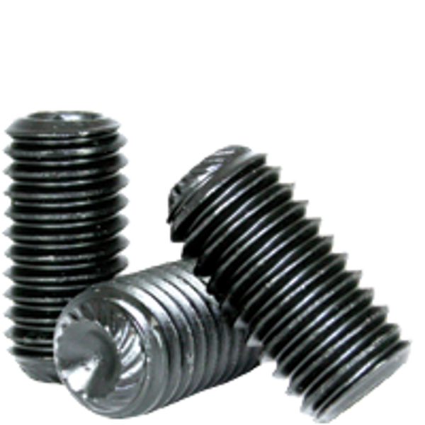 1/4"-20 x 1/4" Knurled Cup Point Socket Set Screws, Thermal Black Oxide, Coarse, Alloy Steel, Qty 100