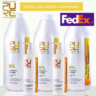 KERATIN PROFESIONAL HAIR STRAIGHTENER - KERATIN KIT 3 x 33.8 fl oz 1000ml 5percent KERATIN BOTTLE PURIFYING SHAMPOO 2 x 10.14 fl oz 300 ml FEDEX FREE SHIPPING