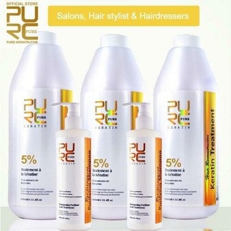 KERATIN SALON and PROFESSIONAL - KERATIN KIT 3 x 33.8 fl oz 1000ml 5percent KERATIN BOTTLE PURIFYING SHAMPOO 2 x 10.14 fl oz 300 ml