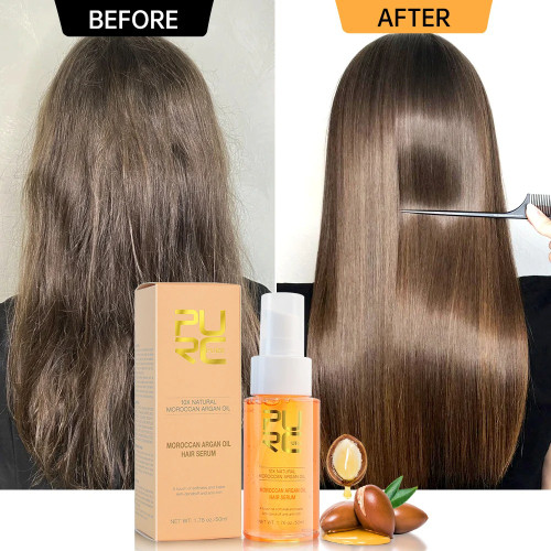 before and after argan oil straightening hair with shine and reduced frizz