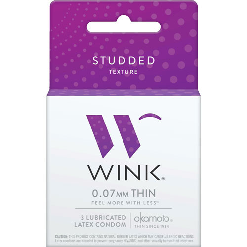 Wink Studded Condoms Wholesale 3 Count Box