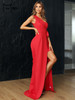 Party One Shoulder Overlay Wrap Knot Side Prom Dress