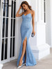 Sequins Spaghetti Strap V Neck Backless Dress Evening Prom Dress