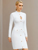  White Long Sleeve Bodycon Bandage Celebrity Party Dress 