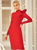  Red Long Sleeve Club Bodycon Bandage Dress