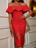 Hollow Out Red Bodycon Bandage Dress 