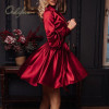 Long Sleeve Vintage Belted Sexy Short Red Mini Party Dress