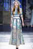 Round Neck Half Sleeve Printing Hollow Out Grace Casual Blue Ankle-Length Dress