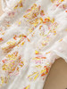 Round Neck Short Sleeve Lace Printing Elegant White Knee-Length Dress