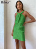 Satin Halter Green Dress