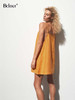 Casual Yellow Backless Straight Dress