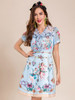 Elegant V-neck Ruffles Short Sleeve Flower print  Vintage Mini Dress