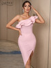 Ruffles Evening Midi Bodycon Party Outfit Dress