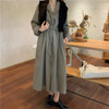 Long Sleeve Loose Casual Single Breasted Casual Belted Maxi Dress