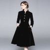 Vestido Plus Size Dress Women 3XL Winter Velvet Dresses Zomerjurken 2021 Dames Long Sleeve Black