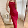 Bodycon Backless Red Slit Maxi Dress