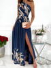 High Slit Floral Print One Shoulder Sleeveless Elegant Beach Wear Holiday Long Dress