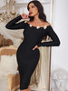 Off Shoulder Long Sleeve Midi Evening Club Party Bodycon Outfits Dress