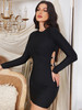 Hollow Out Long Sleeve Skinny Evening Mini Club Party Dress