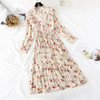 2021 Spring and Autumn New Style Floral-Print Chiffon Dress Women's French Vintage Base Dress Fairy