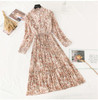 2021 Spring and Autumn New Style Floral-Print Chiffon Dress Women's French Vintage Base Dress Fairy