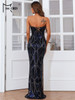 Lace Up Back Floor Length Sequin Stretch Tube Prom Dress