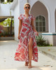 Women Dresses 2021 Summer Autumn Floral Printing Knee Length  Dresses V-Neck Dresses Short Sleeve