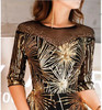 Gold Sequined Crystal O-Neck Black Floor-length Dress