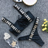 Fashion Nova Bikini 2021 Swimsuit Women 2 Pieces Plus Size Letter High Waist Swimming Suit Ladies