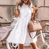 Fashion Ruffles Collar White Loose Beach Woman Dress