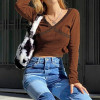 Lace Patchwork Women's Elegant Blouse Long Sleeve V-Neck 2021 Spring Blouses Female Pullover Short
