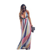 V-neck Mesh Rainbow Printed Sleeveless Lace Beach Dress